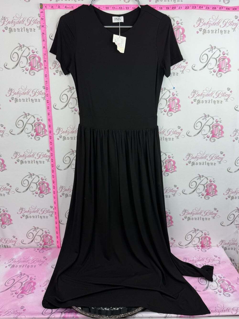 PRV dress flowy NEW WITH TAGS Black Short-Sleeve Maxi Dress